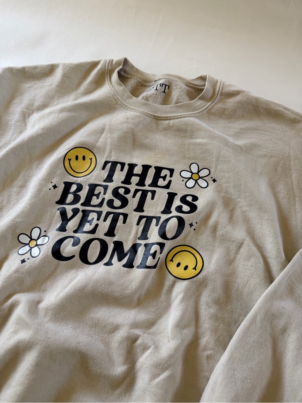 Women’s Cream Graphic Sweatshirt - 'The Best Is Yet To Come': XL - Picture 2 of 3